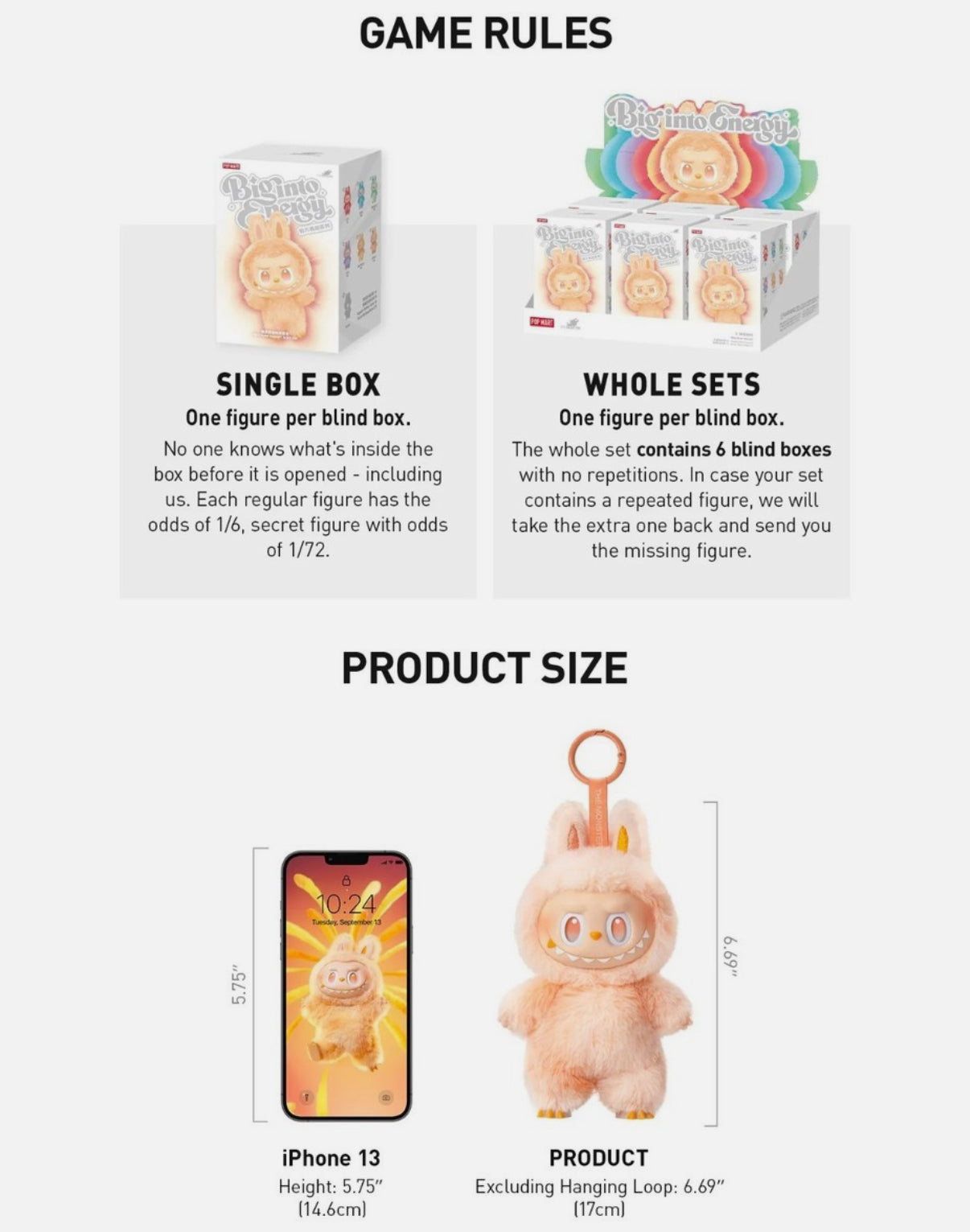 Pop Mart Labubu Big Into Energy Plush Pendant Blind Box