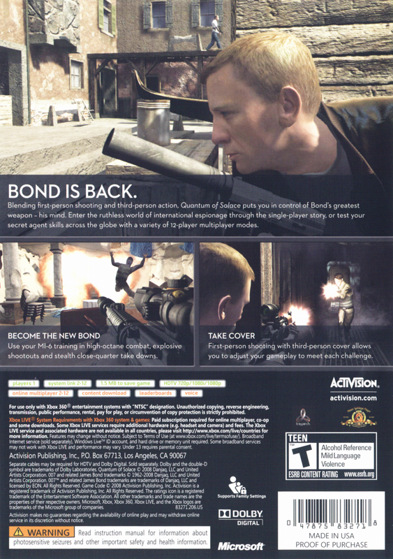 007: Quantum of Solace – Xbox 360 Pre‑Owned (Complete with Manual)