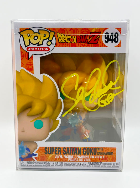 Super Saiyan Goku with Kamehameha Funko Pop #948 autographed by Voice Actor Sean Schemmel