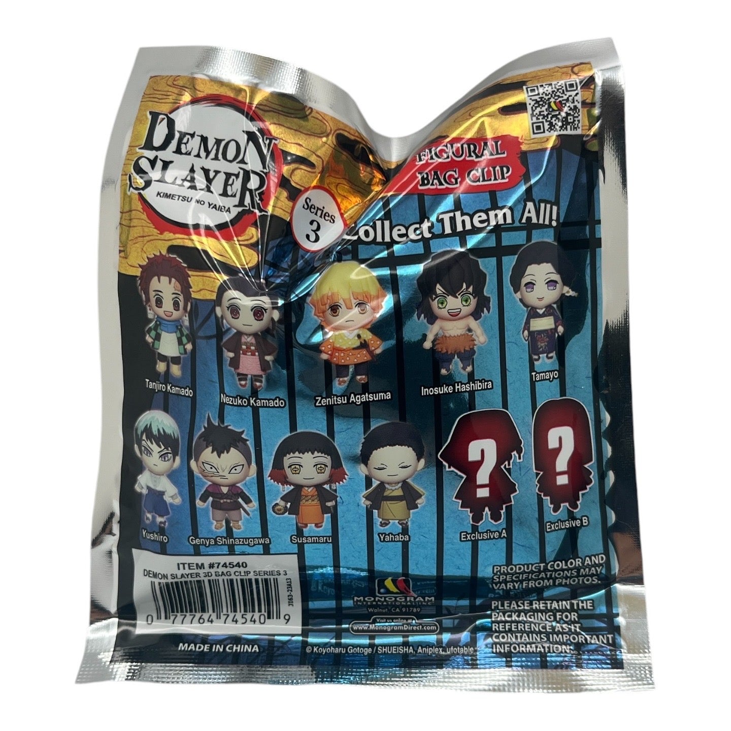 Monogram Demon Slayer 3D Foam 1 Random Blind Bag Clip Key Ring, Series 3