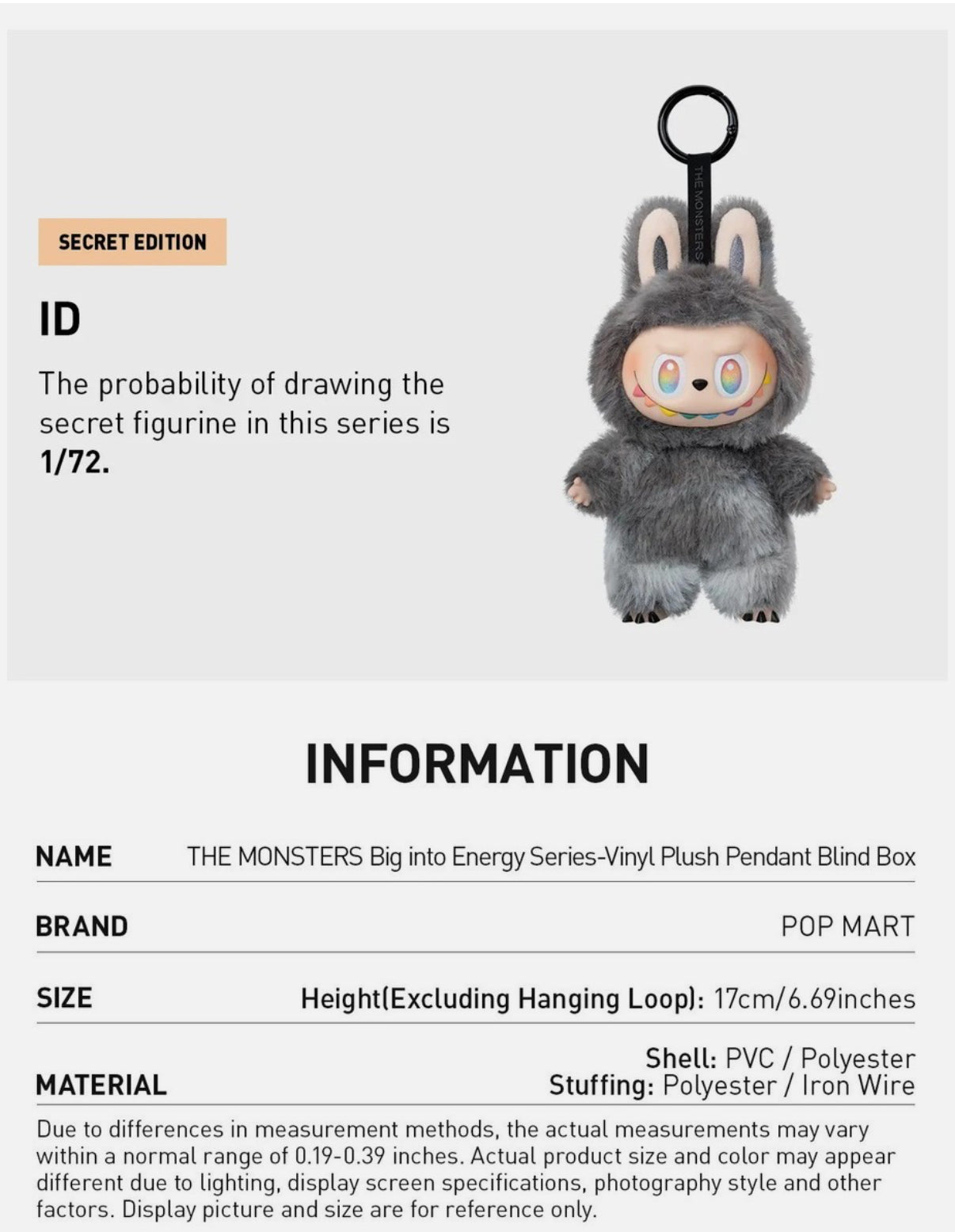 Pop Mart Labubu Big Into Energy Plush Pendant Blind Box