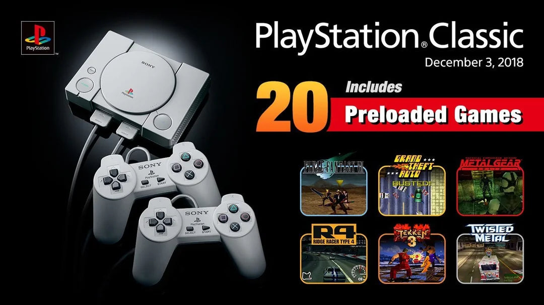 Sony PlayStation Classic Mini Console – 20 Preloaded Games, 2 Controllers, Sealed in Box